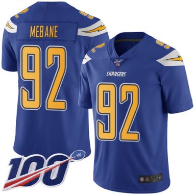 Los Angeles Chargers NFL Football Brandon Mebane Electric Blue Jersey Youth Limited #92 100th Season Rush Vapor Untouchable